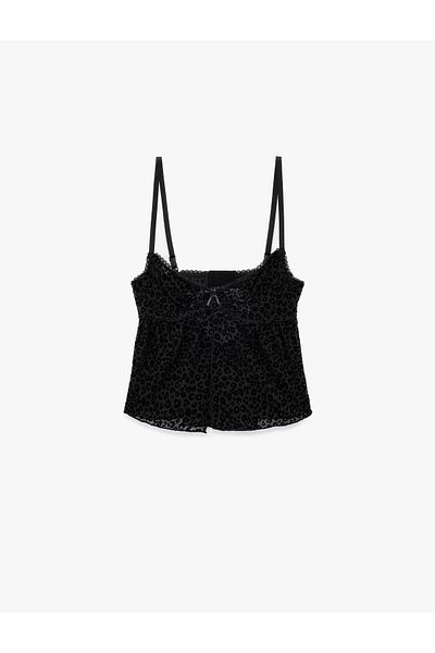 Koton Top de pijama cu bretele subțiri cu imprimeu leopard