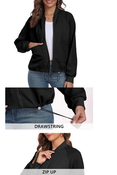 OEM Sports blouse, long sleeve, V-neck with zipper, black XL