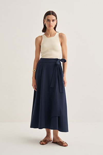 EBU Prive Жіноча спідниця з органічної бавовни асиметричного крою, синього кольору