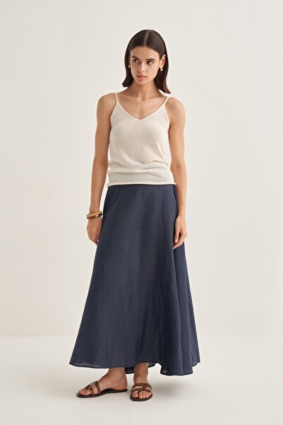 EBU Prive Women's Flared Skirt Navy Blue