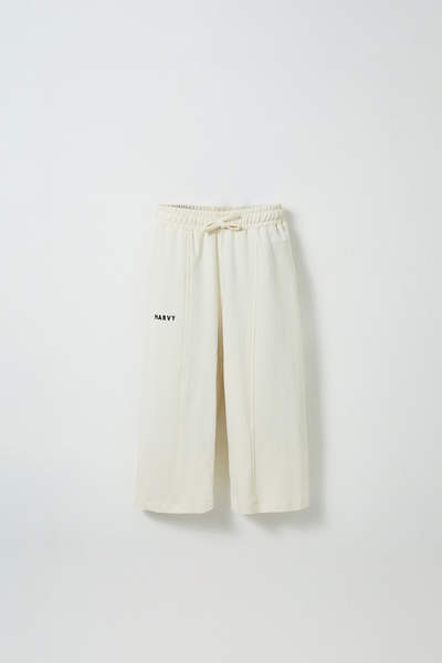 Marvy Ecru Embroidery Detailed Comfortable Leg Trousers