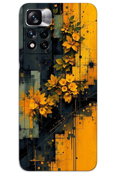 MRCİLETİSİM حافظة هاتف Xiaomi Redmi Note 11 Pro Plus مطبوعة بنمط HD - زهور صفراء
