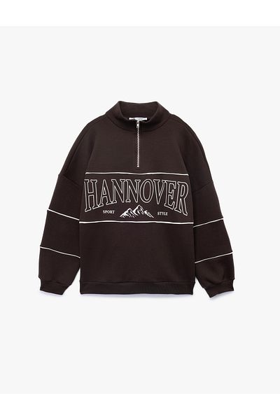 Koton Oversize Long Sleeve Zippered Collar Hooded Sweatshirt