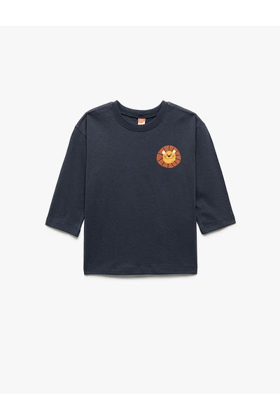 Koton Cotton Long Sleeve Crew Neck Lion Printed T-Shirt