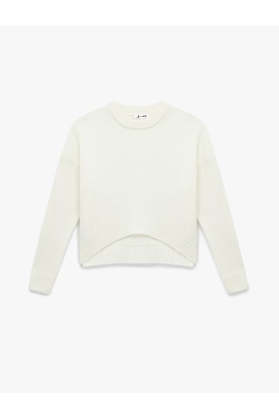 Koton Long Sleeve Crew Neck Asymmetric Cut Sweater