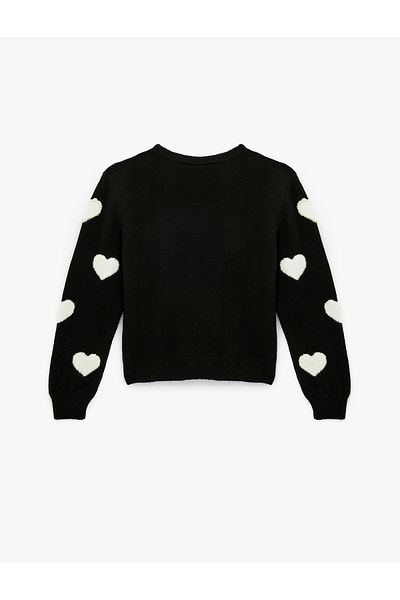 Koton Long Sleeve Button Beaded V Neck Heart Knitwear Cardigan