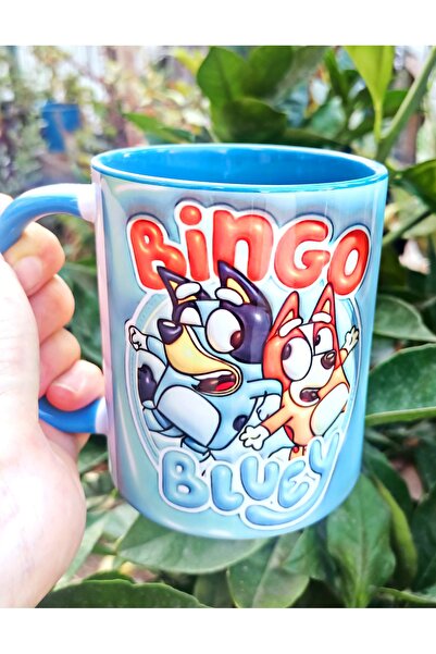 Mugs and love Bingo bluey baskı porselen kupa