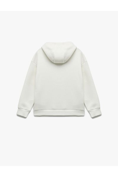 Koton Raised Long Sleeve Hooded Printed Sweatshirt
