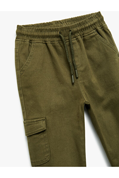 Koton Kargo Cepli Beli Bağlamalı Pamuklu Pantolon