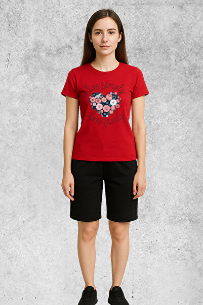 MOLICO Basic Unisex Crew Neck Short Sleeve Li̇ve Simply Printed Tshirt