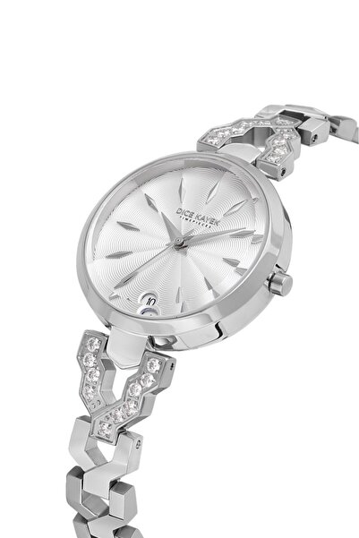 Dice Kayek Dk.1.Ag1404.01 Stone Design Steel Cord Steel Case 3 Atm Water Resistant Metal Color Kadı