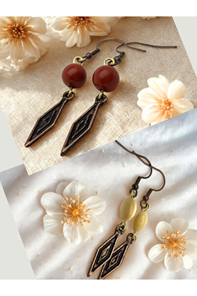 ayrestyle طقم أقراط مكون من قطعتين من الجاسبر والحجر الطبيعي