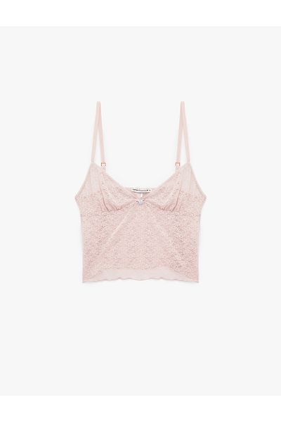 Koton Heart Neck Thin Strap Lace Pajama Top