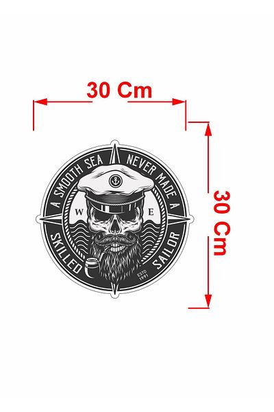 stickerusta Captain Sea Admiral Skull Ship Boat Kayak Sticker 01765