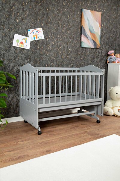 Baby Ahşap Mdf Anne Yanı Beşik, 60x120 4 Kademeli Lake Cilalı Sallanır Bebek ...