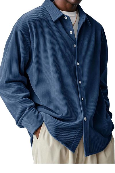 NO 601 Men's Oil Corduroy Ottoman Fabric Oversize Shirt