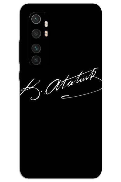 MRCİLETİSİM غطاء خلفي مطبوع بنمط HD لهاتف Xiaomi Mi Note 10 Lite - توقيع أتاتورك