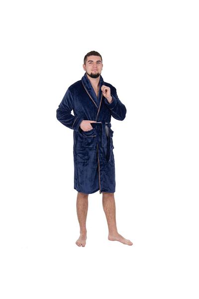 SERSIMO Men's knee-length bathrobe, size XXL, navy blue