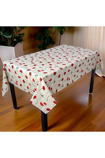 DENISA-DO Teflon-coated cotton tablecloth red poppies 100x 140 cm