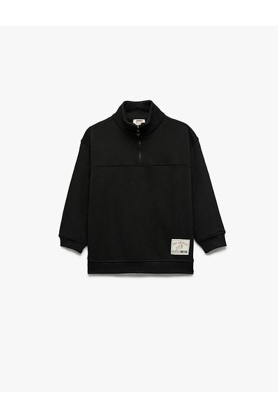 Koton Stand Collar Long Sleeve Cotton Sweatshirt