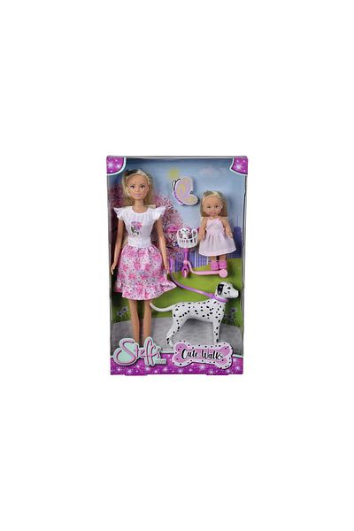 Simba Steffi Love doll playset for a walk with Evi Love and the Dalmatian puppy