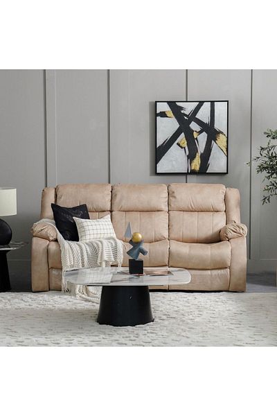 Danube Home Aegon 3 Seater Recliner- Beige L207xW90xH101cm