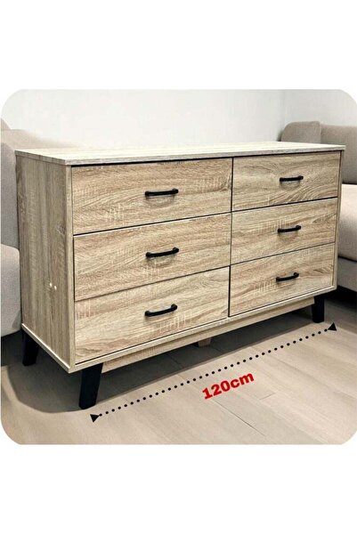 Living خزانة خشبية ذات 6 أدراج 120×74 سم