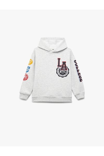 Koton Printed Long Sleeve Hooded Sweatshirt