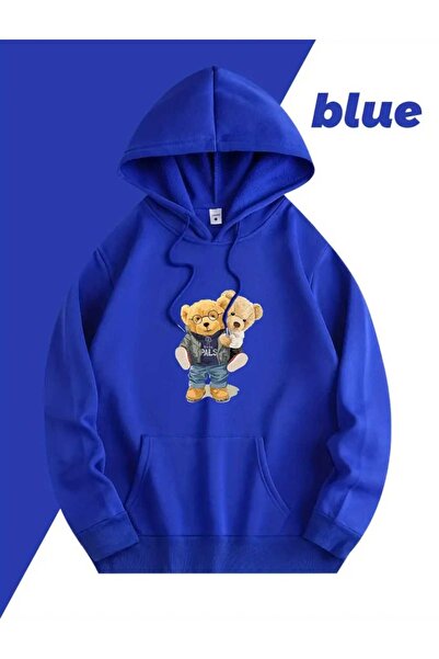 caddekombin Двойка мечки с качулка и джобове, памучна блуза