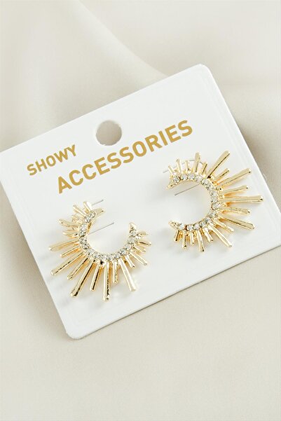 ZERO LAND Güneş Trend Stone Metal Earrings