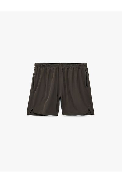 Koton Parachute Fabric Oversize Elastic Waist Sports Shorts with Zippered Pockets and Slit Detail