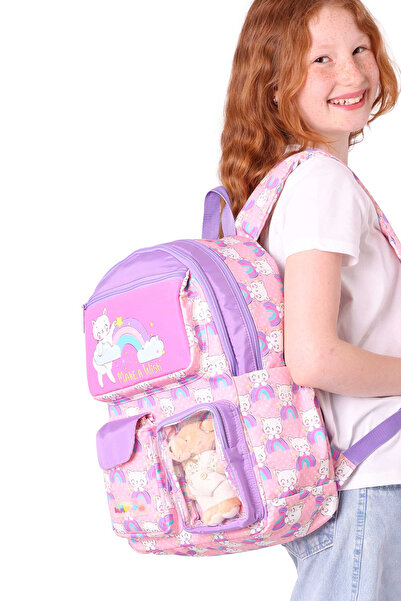 ELATAE Waterproof Fabric Girl's Multi-Eye Orthopedic Backpack School Bag L5241