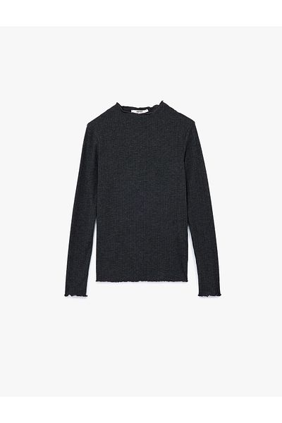 Koton Camisole Viscose Slim Fit Long Sleeve Lightweight Stand Collar T-Shirt