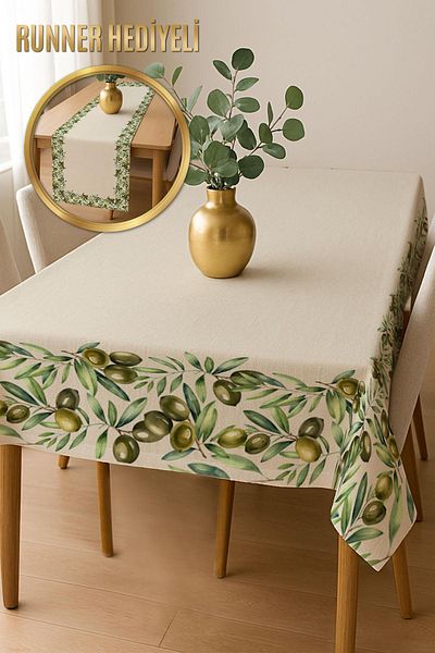Doruklar Home Collection Digital Printing Cotton Linen Fabric Tablecloth - Runner Gift Msrt010