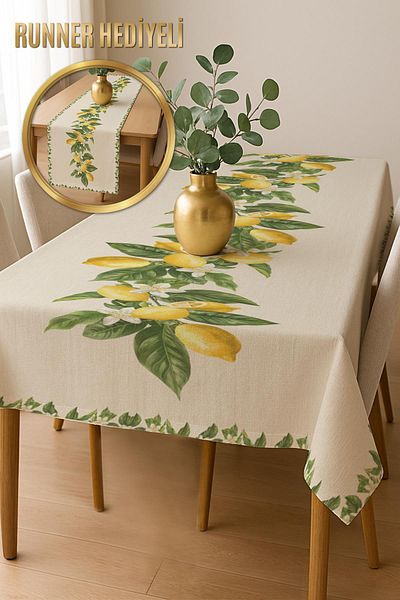 Doruklar Home Collection Digital Printing Cotton Linen Fabric Table Cloth - Runner Gifted Msrt001