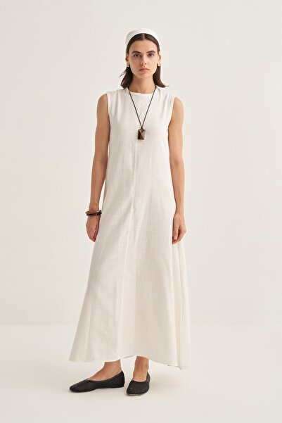 EBU Prive Women's Organic Cotton Sleeveless Dress Suit Ecru