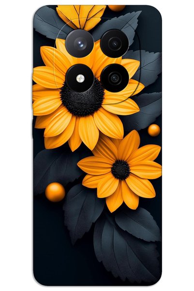 MRCİLETİSİM حافظة هاتف Xiaomi Redmi Note 14 Pro مطبوعة بنمط HD - زهرة سوداء