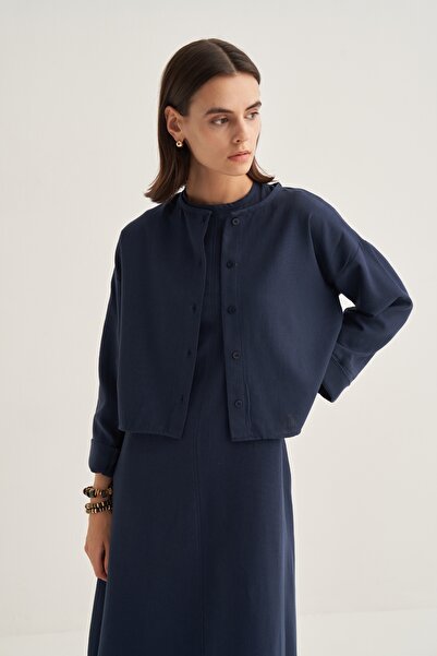 EBU Prive Kadın Organik Pamuk Kolsuz Elbiseli Takım Lacivert