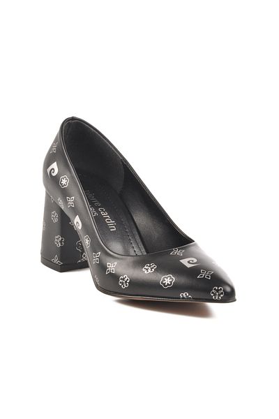 Pierre Cardin Black Patterned Women's Heeled Shoes 50176 Z