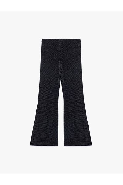 Koton Pantaloni lati spaniole cu talie inalta cu sclipici