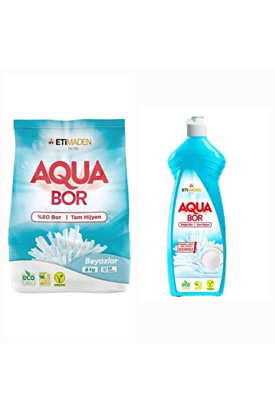 Boron AQUABOR DOĞAL MİNERALLİ BEYAZLAR İÇİN ÇAMAŞIR DETERJANI 6 KG + 1 ADET ELDE YIKAMA BULAŞIK DETERJAN