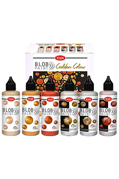 Viva Decor Set cadou de 6 vopsele pentru pictură cu puncte Blob Paint VIVA DECOR, 6x90ml Galben auriu