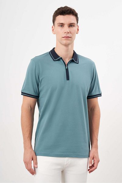 Morven Men's Green Trend Polo Neck Dynamic Fit T-Shirt