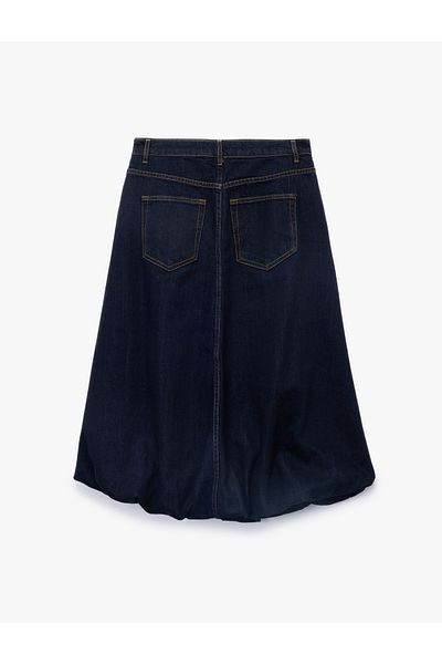 Koton Cotton Pocket Detailed Midi Balloon Denim Skirt