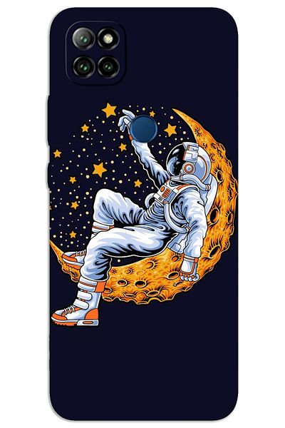 MRCİLETİSİM Casper Via E30 Case Hd Pattern Printed Back Cover - Astronaut Moon