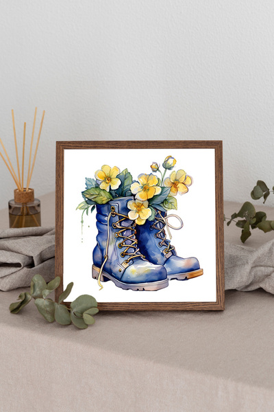 Dekorsiahome Tablou pătrat cu rame din lemn TK1245