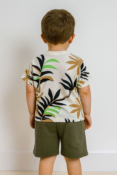 Uğur bebe Boys Tropical Pattern Pocket T-Shirt & Shorts Set Summer Casual 100% Cotton Set of 2