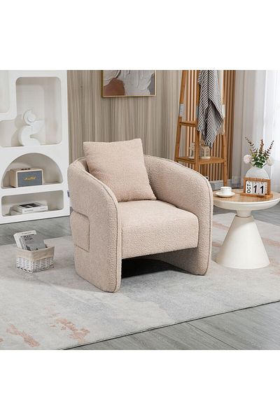 Danube Home Vinci 1 Seater Fabric Accent Chair - Beige L78xW78xH76cm
