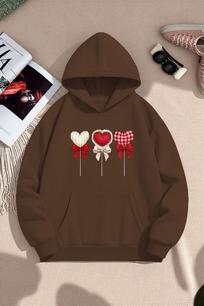 uyguntarz Unisex Heart Lollipop Detailed Printed Oversize Sweatshirt