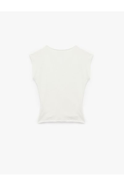 Koton Bürümcük Slim Fit Metal Accessory Double Breasted Collar Sleeveless T-Shirt